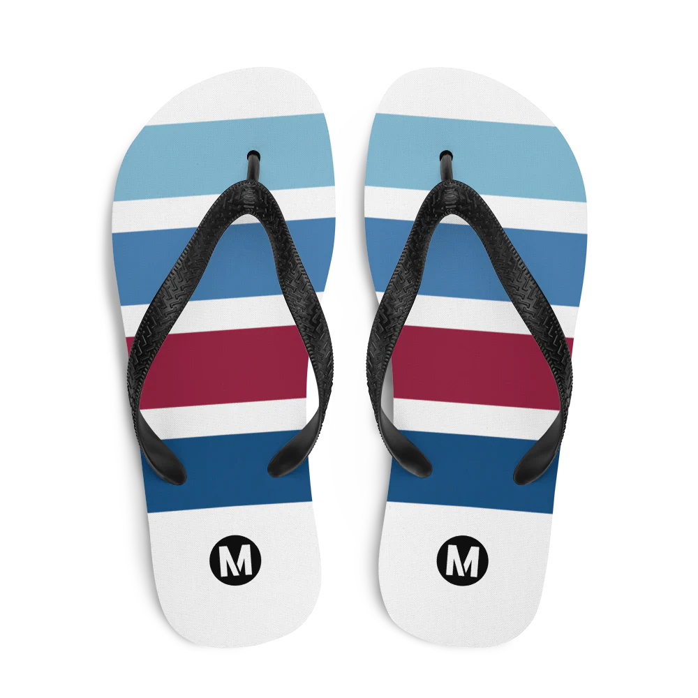 Retro Blue Line Flip-Flop Sandals - Image 3