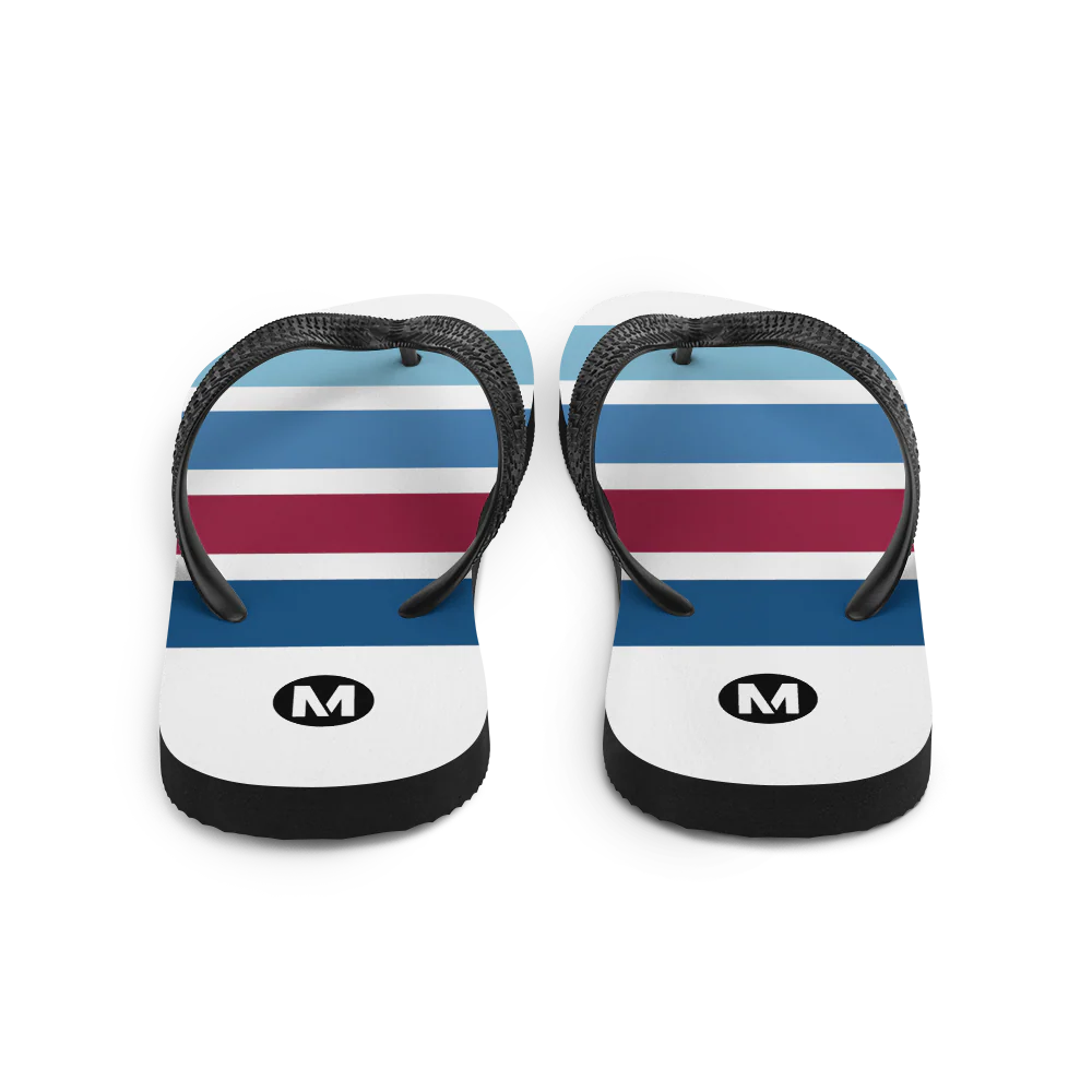 Retro Blue Line Flip-Flop Sandals - Image 4