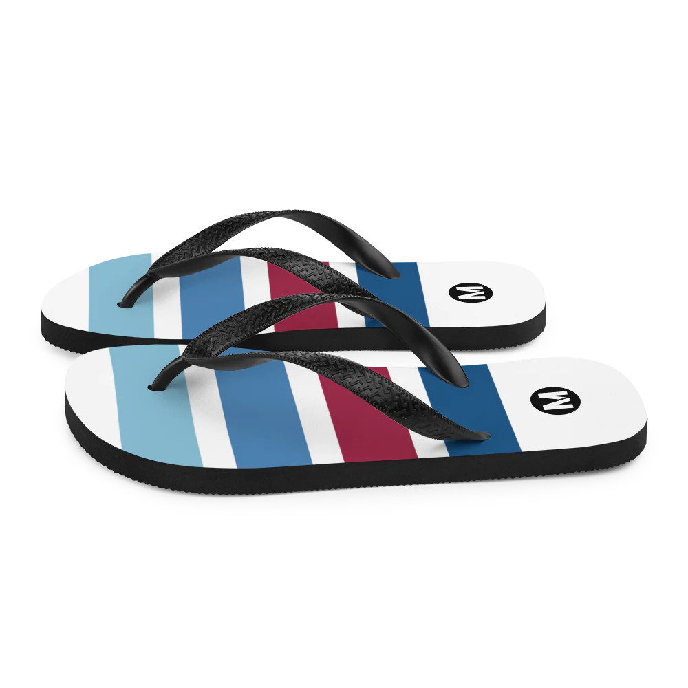 Retro Blue Line Flip-Flop Sandals - Image 6