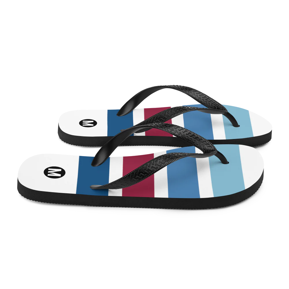 Retro Blue Line Flip-Flop Sandals - Image 7
