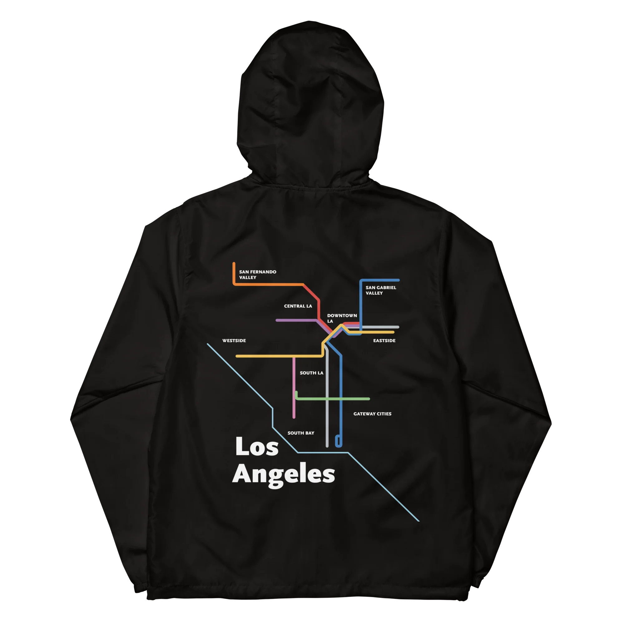 Los Angeles Dark Mode Map Unisex Windbreaker - Image 3
