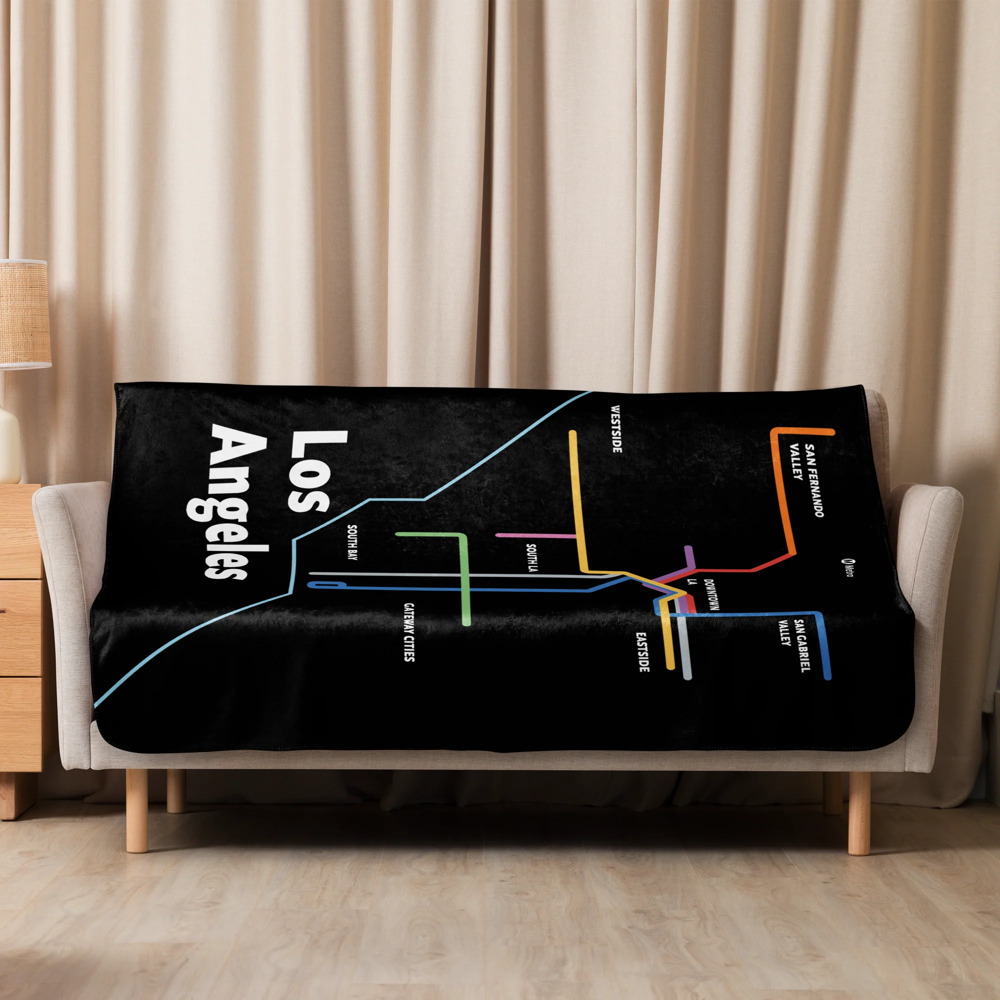 Los Angeles Dark Mode Map Sherpa Blanket - Image 3