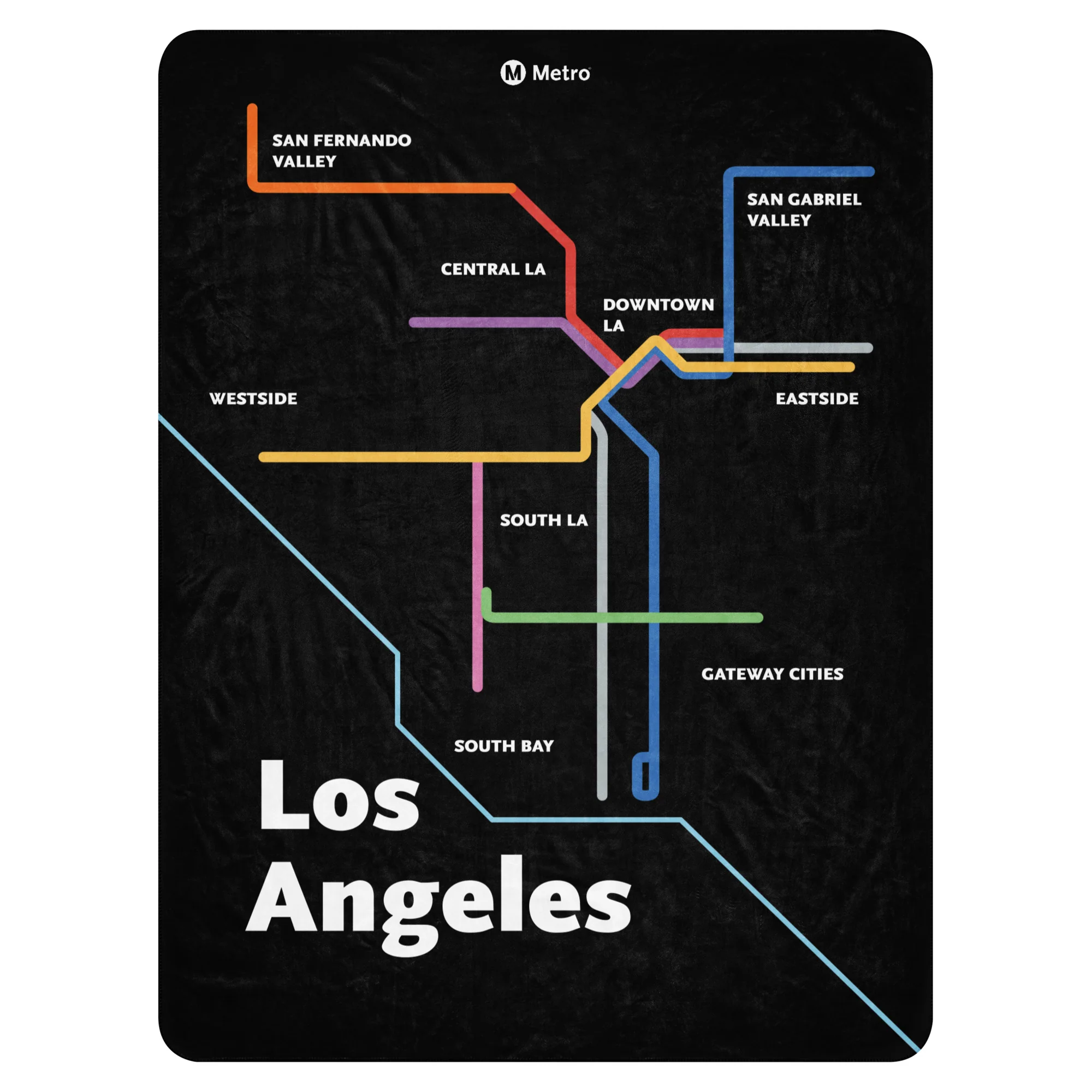 Los Angeles Dark Mode Map Sherpa Blanket - Image 6