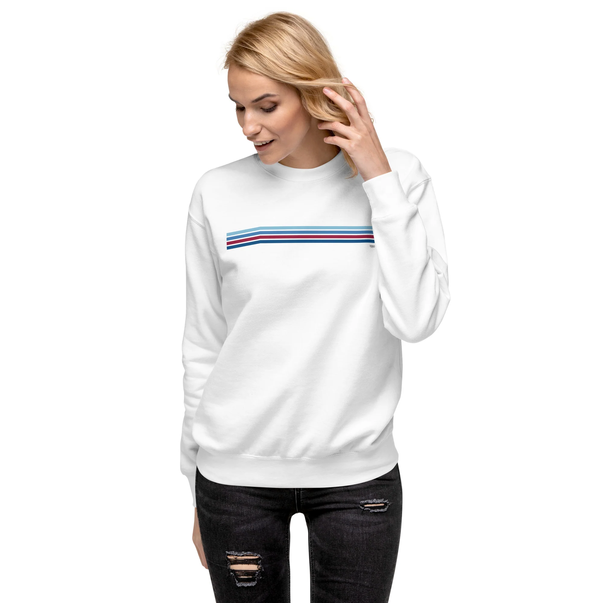 Retro Blue Line Premium Sweatshirt - Image 3